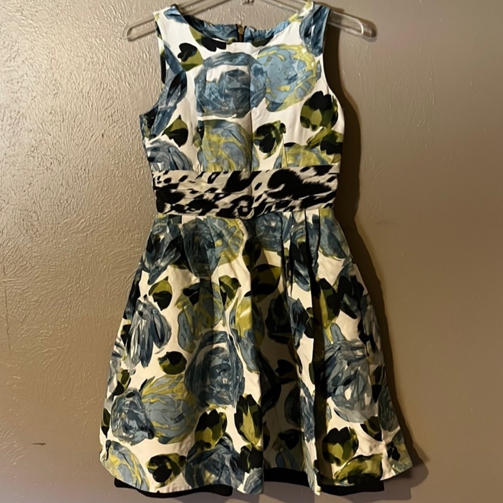 Taylor Yellow Fit and Flare Cocktail Dress